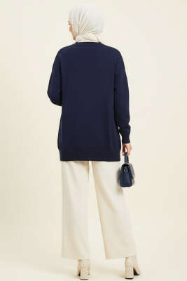 Mini Fiyonklu Triko Tunik Lacivert - Tunik