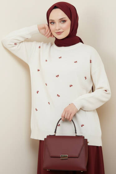 Mini Fiyonklu Triko Tunik Taş - Tunik