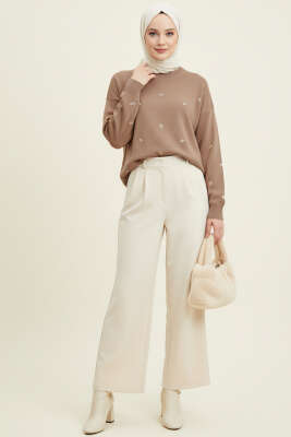 Mini Fiyonklu Triko Tunik Vizon - Tunik