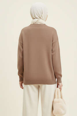 Mini Fiyonklu Triko Tunik Vizon - Tunik