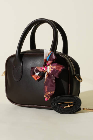 Mini Fularlı Kol Çantası Acı Kahve - Kol Çantası