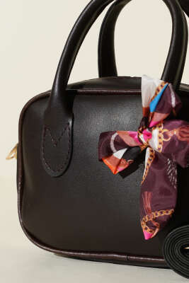 Mini Fularlı Kol Çantası Acı Kahve - Kol Çantası