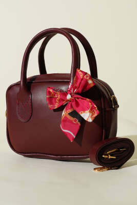 Mini Fularlı Kol Çantası Bordo - GÜZEL ÇANTA