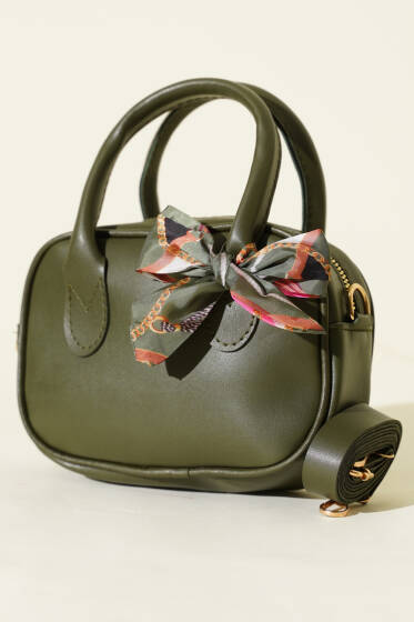 Mini Fularlı Kol Çantası Haki - Kol Çantası