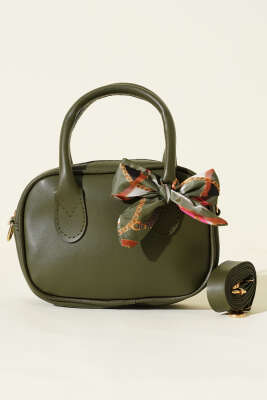 Mini Fularlı Kol Çantası Haki - Kol Çantası