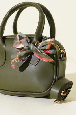 Mini Fularlı Kol Çantası Haki - Kol Çantası