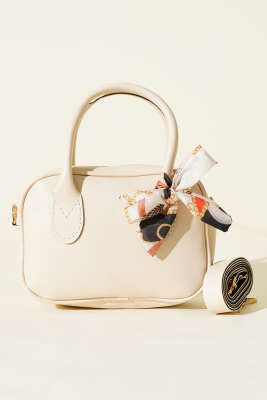 Mini Fularlı Kol Çantası Krem - Kol Çantası