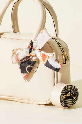 Mini Fularlı Kol Çantası Krem - Kol Çantası