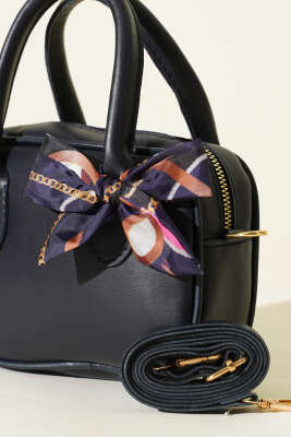 Mini Fularlı Kol Çantası Lacivert - Kol Çantası