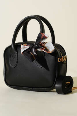 Mini Fularlı Kol Çantası Siyah - GÜZEL ÇANTA