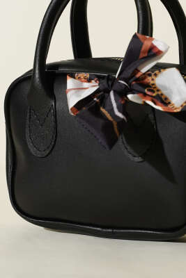 Mini Fularlı Kol Çantası Siyah - Kol Çantası