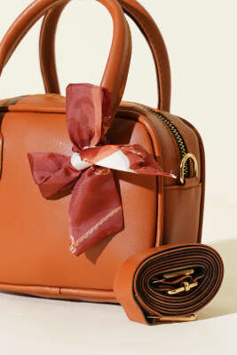 Mini Fularlı Kol Çantası Taba - Kol Çantası