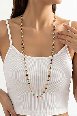 Mini Kalpli Renkli Kolye - KONYALI BİJUTERİ