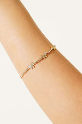 Mini Kelebekli Taşlı Bileklik Gold - Bileklik