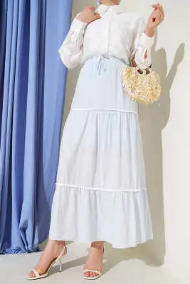 Mini Pon Pon Detaylı Etek Mavi 