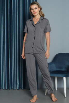 Mini Puantiyeli Kısa Kol Pijama Takımı Leylak - Kadın Pijama Takımı