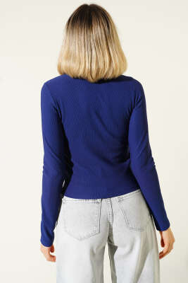 Mini Serpme Taşlı Bluz Lacivert - Yılın Fırsatı