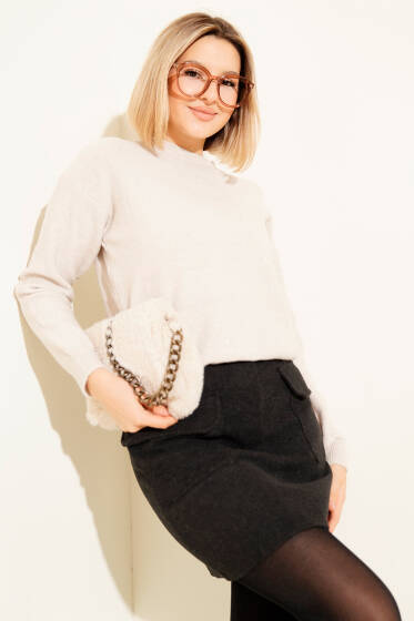 Mini Simli Triko Kazak Taş - Kadın Giyim Modelleri