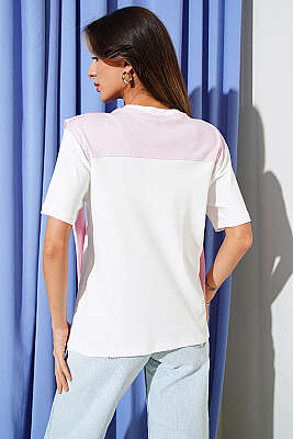 Mini Taş Atkılı T-shirt Pembe - Kadın Giyim Modelleri