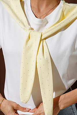 Mini Taş Atkılı T-shirt Sarı - Kadın Giyim Modelleri