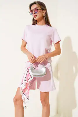 Mini Taş Detaylı İkili Takım Pembe - Kadın Giyim Modelleri