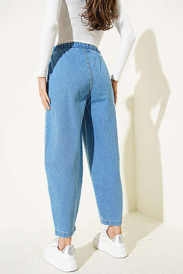 Mini Taş Detaylı Kot Pantolon Açık Mavi - Kadın Giyim Modelleri