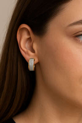 Mini Taş Detaylı Küpe Gold - DEMİR BİJUTERİ