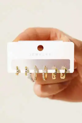 Mini Taş Detaylı Küpe Set Gold - Küpe