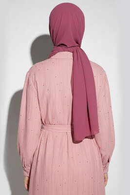 Mini Taş Detaylı Kuşaklı Gömlek Pembe - Gömlek