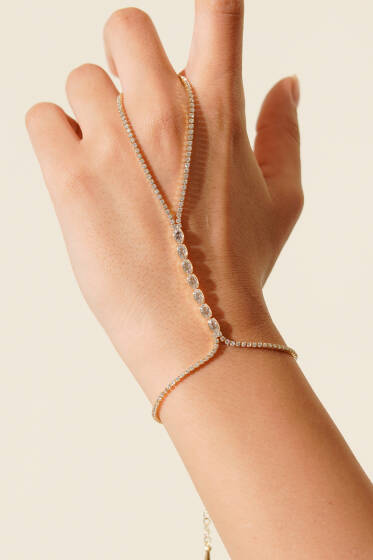 Mini Taş Detaylı Şahmeran Gold - Bileklik