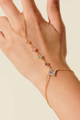 Mini Taş Zincir Detaylı Şahmeran Latte - Bileklik