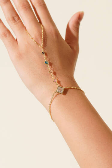 Mini Taş Zincir Detaylı Şahmeran Mor - Bileklik