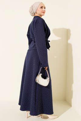 Mini Taşlı Etekli İkili Takım Lacivert - İkili Takım