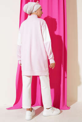 Mini Taşlı Fermuarlı Tunik Pembe - Tunik