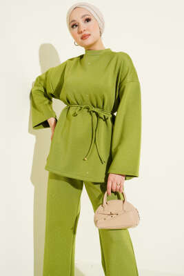 Mini Taşlı İp Kuşaklı Scuba İkili Takım Fıstık Yeşili - İkili Takım