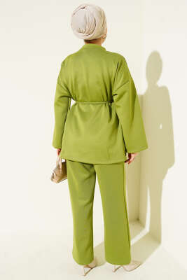 Mini Taşlı İp Kuşaklı Scuba İkili Takım Fıstık Yeşili - İkili Takım