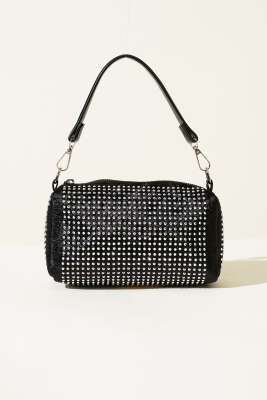 Mini Taşlı Kadın El Çantası Siyah - Kol Çantası