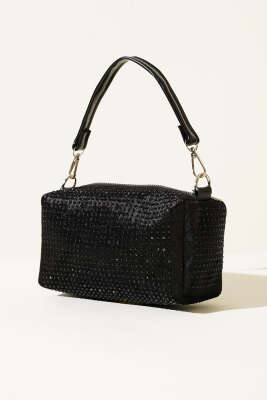 Mini Taşlı Kadın El Çantası Siyah Siyah - GÜZEL ÇANTA