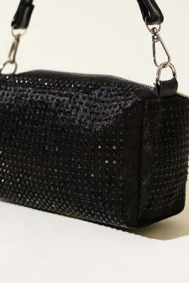 Mini Taşlı Kadın El Çantası Siyah Siyah - Kol Çantası