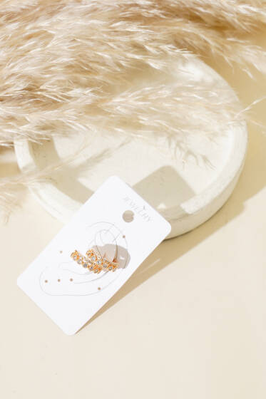 Mini Taşlı Kıkırdak Küpe Gold - Küpe