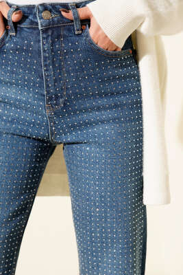 Mini Taşlı Kot Pantolon Mavi - 500-700 TL Ürünler