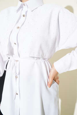 Mini Taşlı Pelerinli Tunik Beyaz - 300-500 TL Ürünler