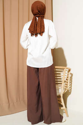 Mini Taşlı Saten Gömlek Ekru - Gömlek