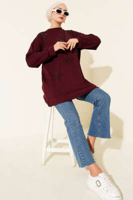 Mini Yıldız Taşlı Tunik Bordo - Tunik