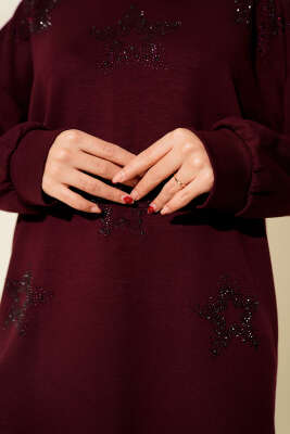 Mini Yıldız Taşlı Tunik Bordo - Tunik