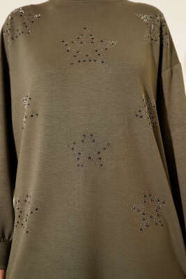 Mini Yıldız Taşlı Tunik Haki - Tunik