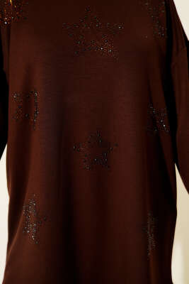 Mini Yıldız Taşlı Tunik Kahve - Tunik