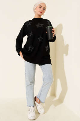Mini Yıldız Taşlı Tunik Siyah - 300-500 TL Ürünler