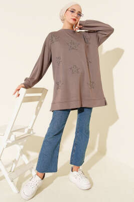 Mini Yıldız Taşlı Tunik Vizon - Tunik