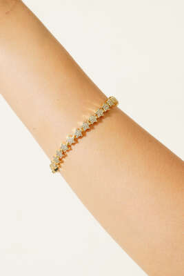 Mini Yıldızlı Taşlı Bileklik Gold - Bileklik